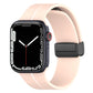 Silicone watch band with folding buckle, pink with white, for Apple Watch