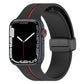 Silicone watch band with folding buckle, black with red accent, for Apple Watch