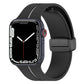 Two-color silicone watch band with folding buckle, black and white.