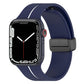 Two-color silicone watch band with folding buckle, navy blue and black.