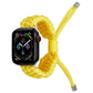 Braided silicone watch band with metal tips, yellow