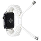 White braided silicone watch band with clasp and metal end tips for Apple Watch