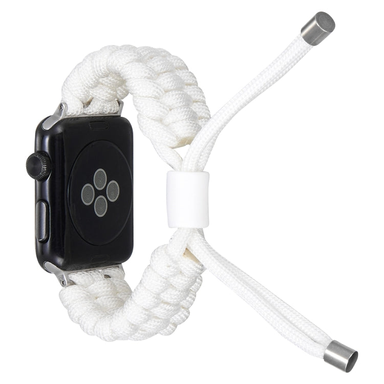 White braided silicone watch band with clasp and metal end tips for Apple Watch