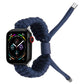 Navy braided silicone watch band with metal end tips and center clasp for Apple Watch