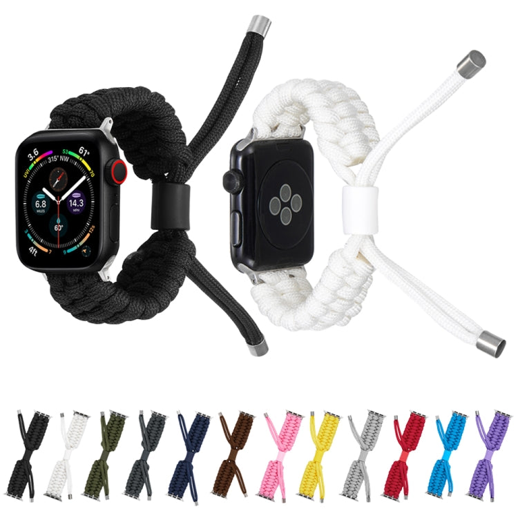 Braided stretch watch band set featuring black and white bands with silicone clasp