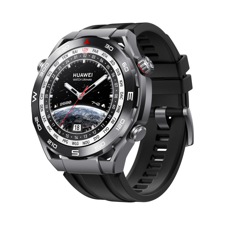Silicone watch band in black with buckle and vented strap for Huawei Watch Ultimate