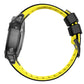 Yellow 22mm silicone watch band with black quick-release buckle and vented holes