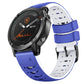 Blue and white 22mm silicone watch band with quick-release clasp and vented holes