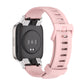 Pink TPU watch band, underside view with flat square ventilation holes and metal connectors