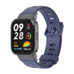 Midnight blue TPU watch band with flat square ventilation holes and metal clasp on smartwatch