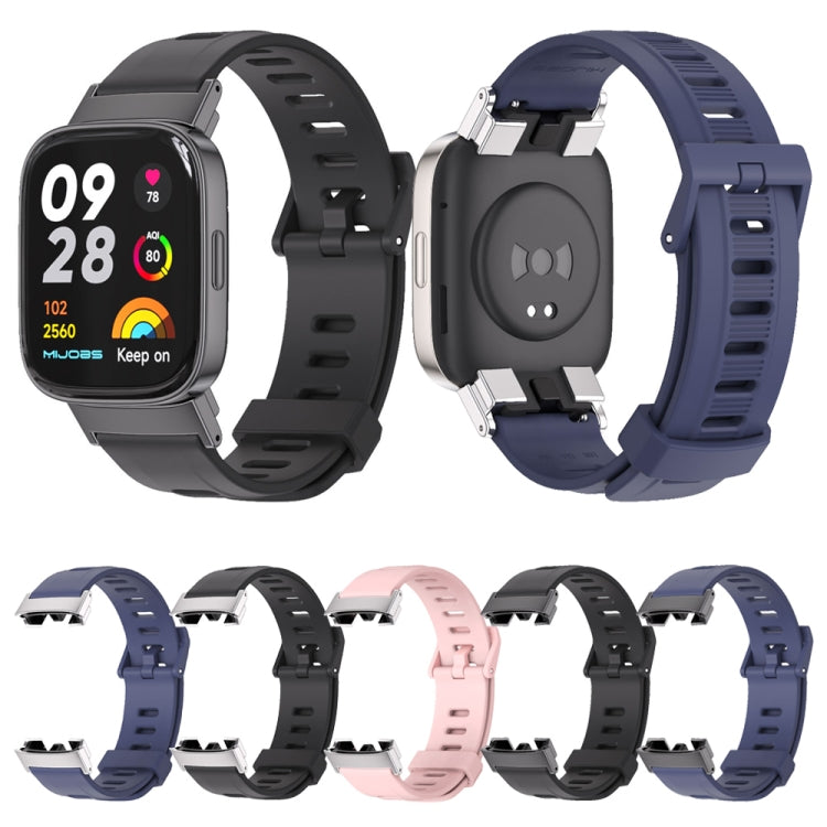 TPU watch bands with flat square ventilation holes, shown in black and blue with metal buckles