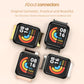 Watch strap connectors with metal pins on TPU watch bands, four color options shown