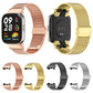 Assorted stainless-steel mesh watch bands in multiple colors with metal buckles.