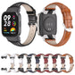 Genuine leather slim watch band, black and tan-brown with clasps and pin holes, for Redmi Watch 3