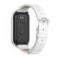 White PU leather watch band with silver metal shell case, clasp and strap holes