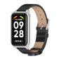 Black PU leather smartwatch band with metal shell, silver-toned watch case, digital display