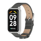 Black PU leather smartwatch band with metal shell, silver-toned watch case, dark display