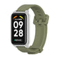 Metal shell silicone watch band, olive green strap with silver frame and dark display