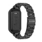 Black metal three-bead stainless steel watch band with metal shell, side view