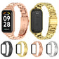 Set of metal three-bead watch bands in black, gold, rose gold, and silver