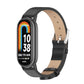 Black microfiber PU leather smartwatch band with metal buckle and clasp