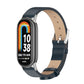 Blue-gray microfiber PU leather smartwatch band with metal buckle and clasp
