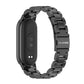 Black three-bead stainless steel watch band with clasp and metal links, smartwatch view