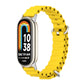 Yellow breathable silicone watch band with metal clasp and perforated strap for Xiaomi Smart Band
