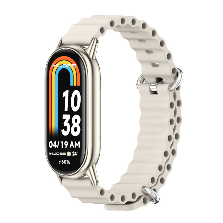 Light grey breathable silicone watch band with metal clasp and perforations for Xiaomi Smart Band