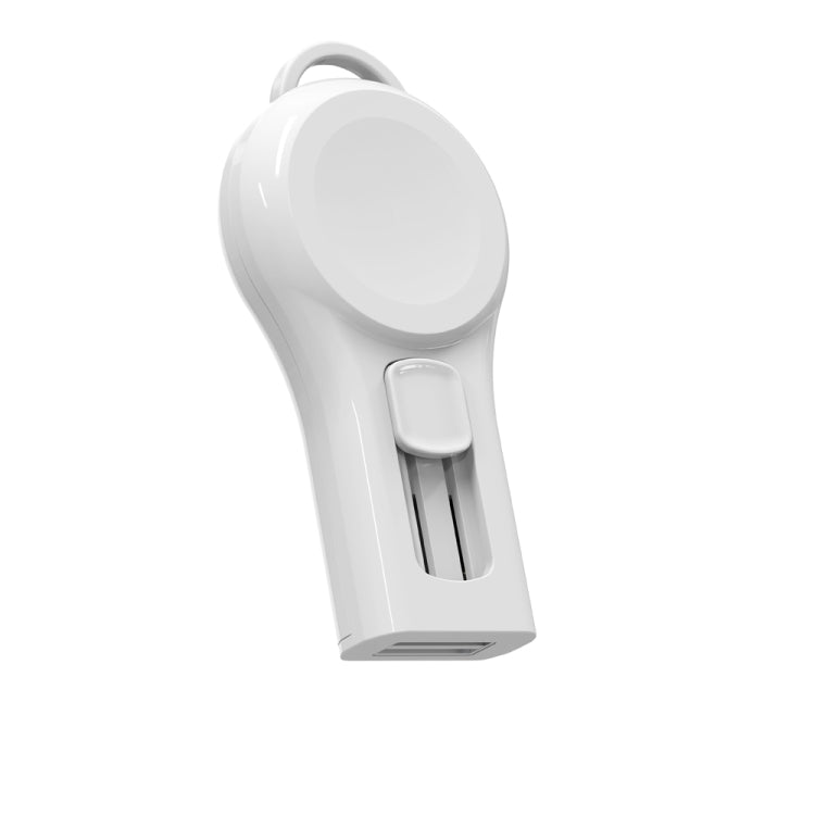 White magnetic suction wireless charger with USB plug and charging slot