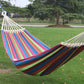 Rainbow striped double canvas hammock swing with beige rope support