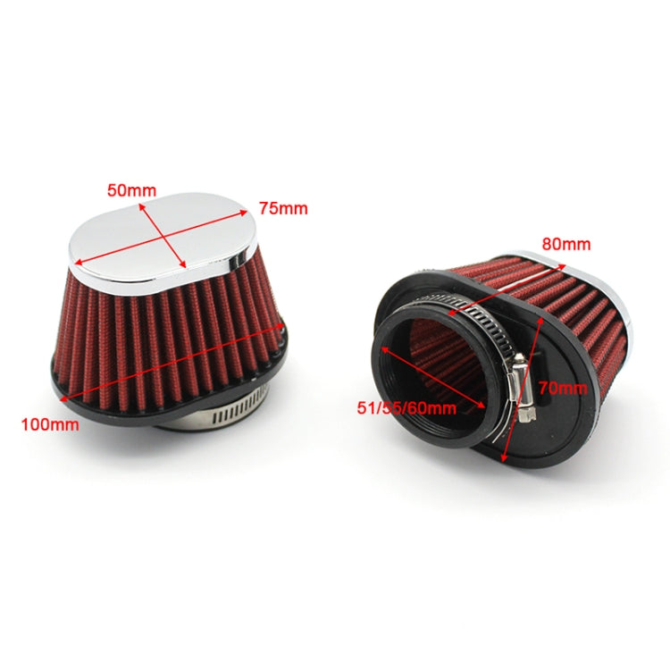 Red and black mushroom air filter cone with metal base and clamp