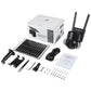 Solar-powered outdoor IP dome security camera kit with accessories and mounting parts