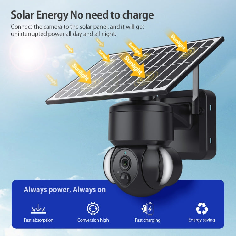 Solar dome IP camera with fold-out solar panel and front lens dome housing