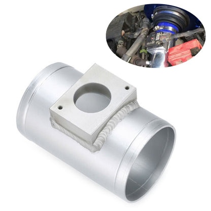 Aluminum intake adapter with sensor mounting plate and hose connector, silver finish