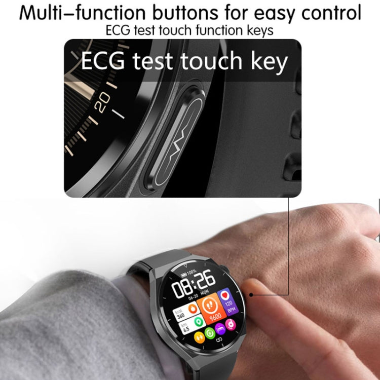 Black silicone band smart watch with ECG test touch key screen display