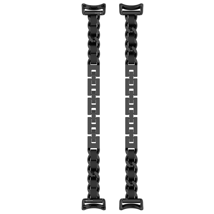 Pair of black link replacement watch straps with buckle-style connector ends