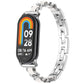 Silver link replacement watch band with fitness tracker, rainbow clock display