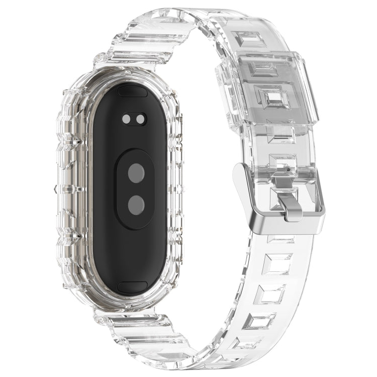 Transparent silicone watch band for Mi Band 8 in black with clear clasp