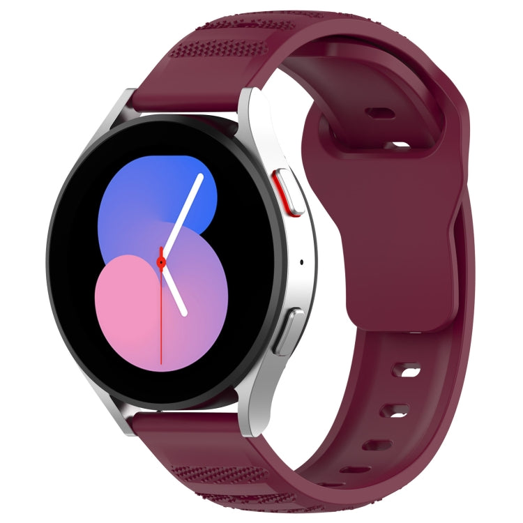 Silicone replacement watch band, wine red, dotted texture and adjustment holes