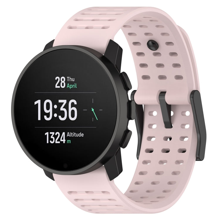 Silicone sport watch band, light pink perforated design, for Suunto 9 Peak Pro/Vertical/Race