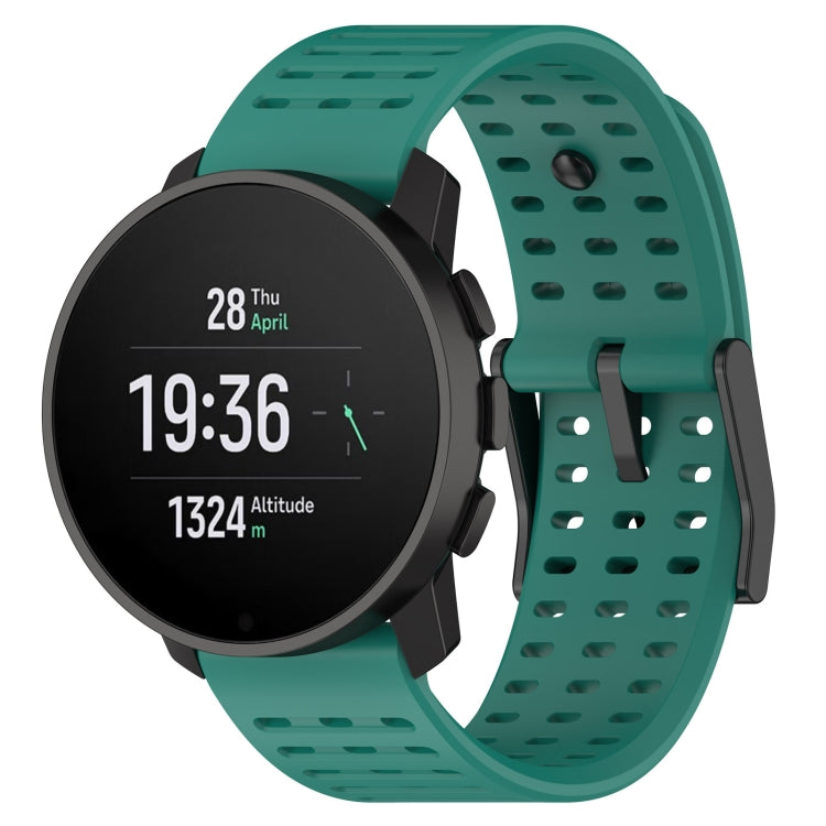 Teal silicone watch band with perforated strap and quick-release pins