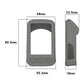 Gray silicone case dimensions diagram with side tab and front opening measurements.
