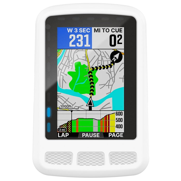 White silicone protective case with screen window and front speaker grille buttons.