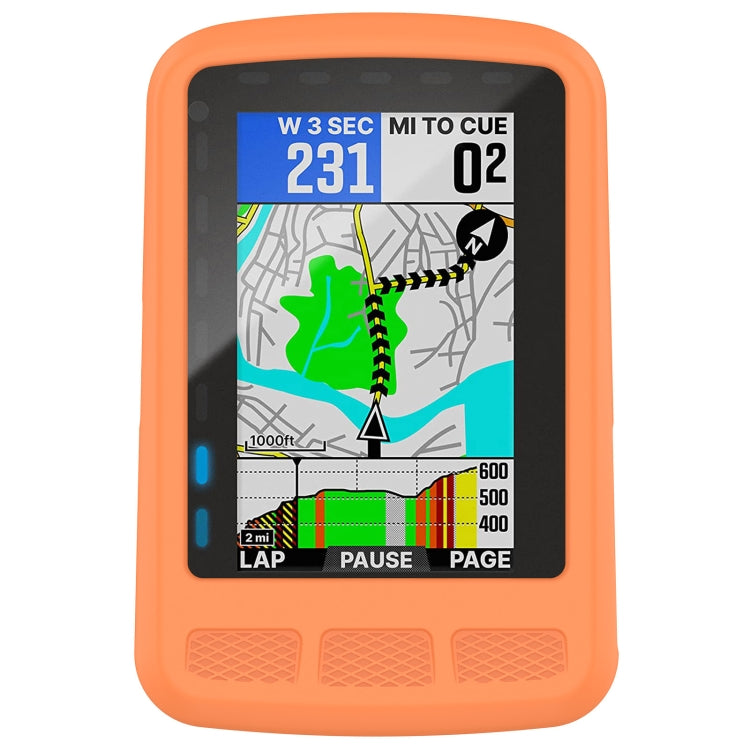 Orange silicone protective case with screen cutout and textured bottom grip pads