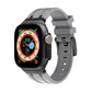 Silicone watch band with gray strap and black watch case for Apple Watch