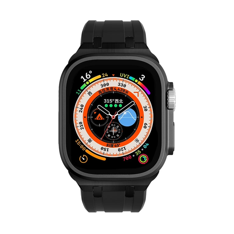 AP silicone watch band for Apple Watch, black with buckle and rows of holes