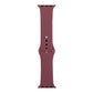 Burgundy silicone watch strap long section with silver pin and adjustment holes