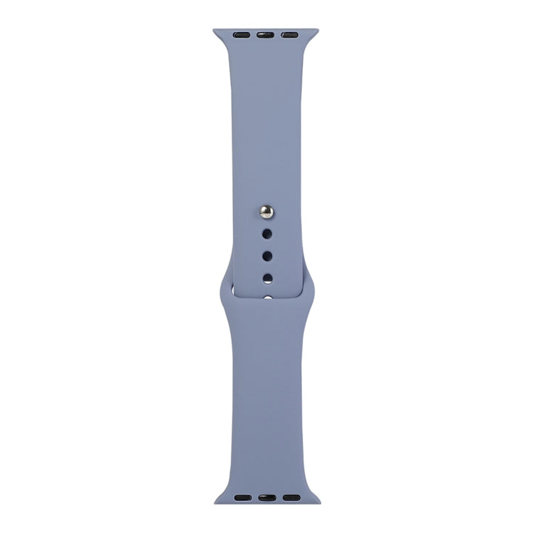 Lavender gray silicone watch replacement strap long section with pin holes and metal buckle tabs