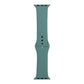 Slate teal silicone watch replacement strap long section with pin holes and metal buckle tabs